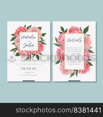 Wedding Invitation design with foliage Romantic, vintage flower watercolor vector illustration