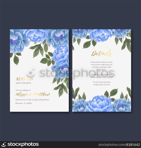 Wedding Invitation design with foliage Romantic, vintage flower watercolor vector illustration