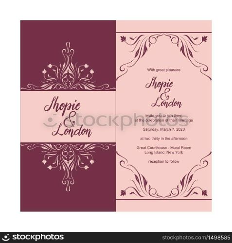 Wedding Invitation Greeting Card Template Elegant Floral
