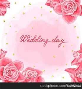 Wedding invitation or greeting card.. Wedding invitation or greeting card with pink roses.