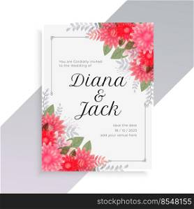 wedding invitation template with beautiful floral art