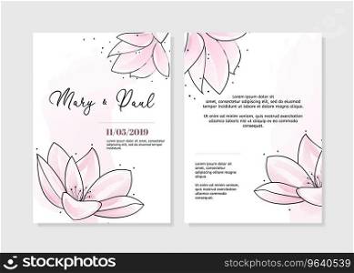 Wedding invitation two sides with tender pink Vector Image