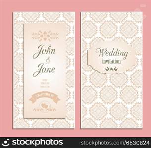 Wedding invitation vector illustration. Floral decorative celebration date design template. Elegant decor wedding event pattern.