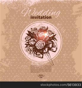 Wedding invitation. Vintage hand drawn background