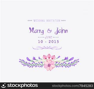 Wedding invitation watercolor. Beautiful floral background