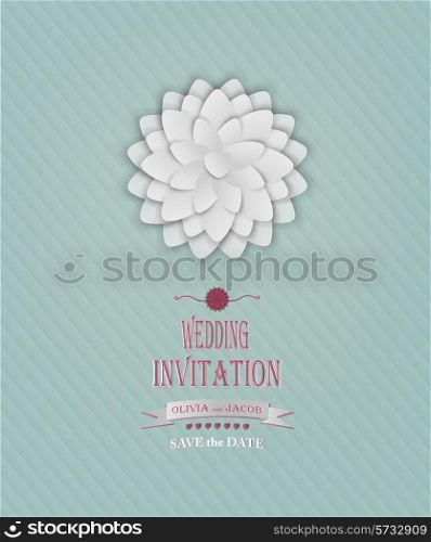 Wedding Invitation With Flower, Heart And Title Inscription