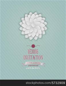 Wedding Invitation With Flower, Heart And Title Inscription