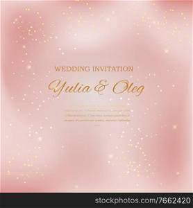Wedding Invitation with Pink Glossy Star Background. Vector Illustration EPS10. Wedding Invitation with Pink Glossy Star Background. Vector Illustration