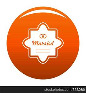 Wedding label icon. Simple illustration of wedding label vector icon for any design orange. Wedding label icon vector orange
