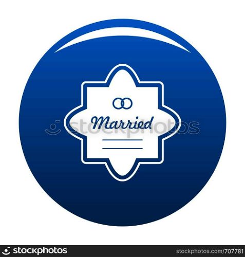 Wedding label icon vector blue circle isolated on white background . Wedding label icon blue vector