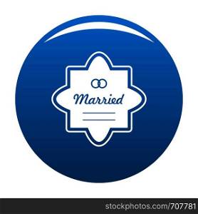 Wedding label icon vector blue circle isolated on white background . Wedding label icon blue vector