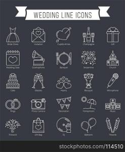 Wedding Line Icons. 25 Wedding line icons, can be used for Valentine's day, vector eps10 illustration