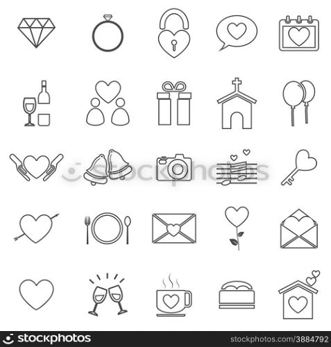 Wedding line icons on white background, stock vector