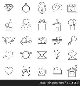 Wedding line icons on white background, stock vector