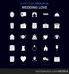 Wedding Love White icon over Blue background. 25 Icon Pack