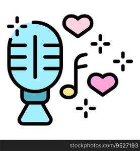 Wedding microphone icon outline vector. Service manager. Ceremony party color flat. Wedding microphone icon vector flat