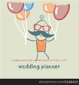 wedding planner with helium balloons