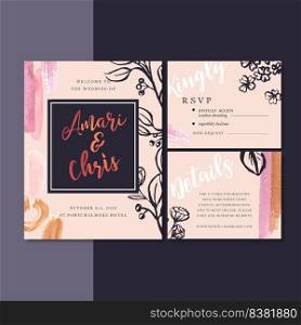 Wedding Reception Flowers with pastel leafage, sweet color ink vector illustration template