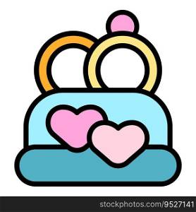 Wedding ring cake icon outline vector. Event service. Ceremony party color flat. Wedding ring cake icon vector flat