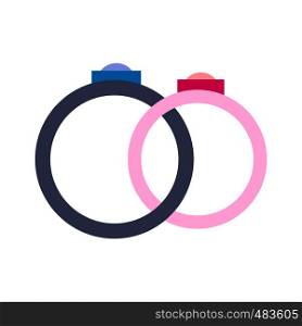 Wedding rings flat icon isolated on white background. Wedding rings flat icon