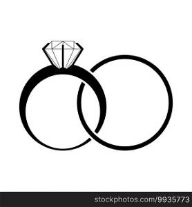 Wedding Rings Icon. Black Glyph Design. Vector Illustration.