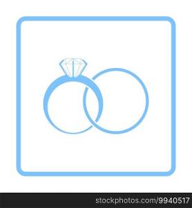 Wedding Rings Icon. Blue Frame Design. Vector Illustration.
