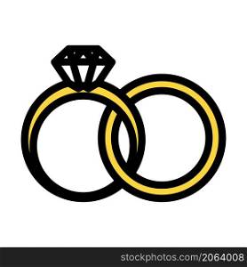 Wedding Rings Icon. Editable Bold Outline With Color Fill Design. Vector Illustration.