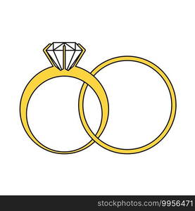 Wedding Rings Icon. Editable Outline With Color Fill Design. Vector Illustration.