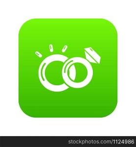 Wedding rings icon green vector isolated on white background. Wedding rings icon green vector