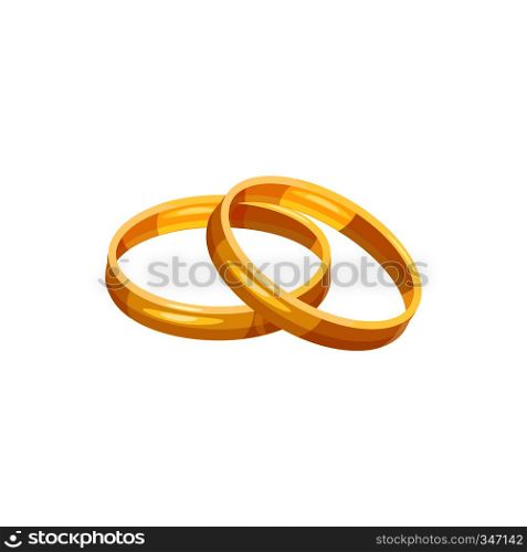 Wedding rings icon in cartoon style on a white background. Wedding rings icon, cartoon style