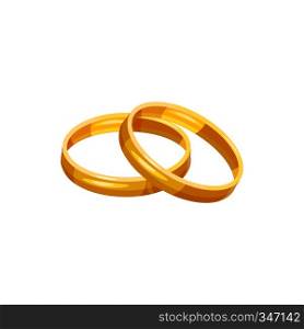 Wedding rings icon in cartoon style on a white background. Wedding rings icon, cartoon style