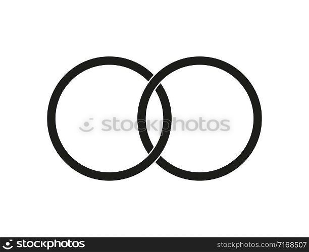 Wedding rings icon. Isolated vector symbol. Valentine sign symbol. Wedding concept. Vector object shape. EPS 10
