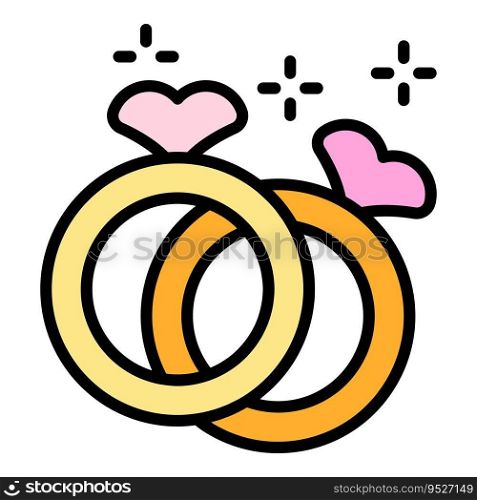 Wedding rings icon outline vector. Event service. Ceremony party color flat. Wedding rings icon vector flat