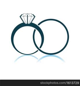 Wedding Rings Icon. Shadow Reflection Design. Vector Illustration.