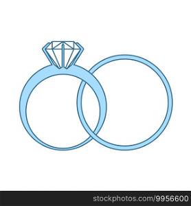 Wedding Rings Icon. Thin Line With Blue Fill Design. Vector Illustration.