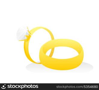 Wedding rings. Two gold wedding rings. A vector illustration