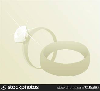 Wedding rings3. Two gold wedding rings. A vector illustration