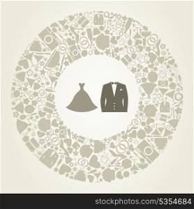 Wedding subjects round a suit. A vector illustration