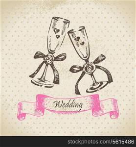 Wedding wineglasses. Hand drawn illustration
