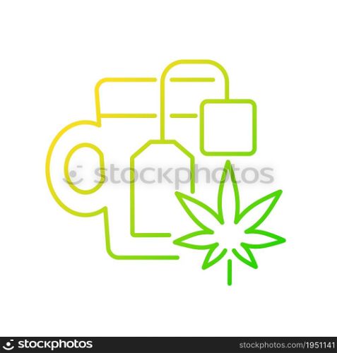 Weed tea gradient linear vector icon. Medical cannabis decoction. Drinking herbal beverage. Depression relief. Thin line color symbol. Modern style pictogram. Vector isolated outline drawing. Weed tea gradient linear vector icon