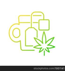 Weed tea gradient linear vector icon. Medical cannabis decoction. Drinking herbal beverage. Depression relief. Thin line color symbol. Modern style pictogram. Vector isolated outline drawing. Weed tea gradient linear vector icon