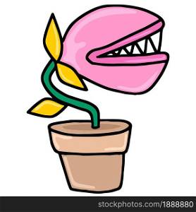 weeds in pots. cartoon illustration sticker mascot emoticon