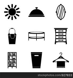 Weekend cleaning day icon set. Simple set of 9 weekend cleaning day vector icons for web design isolated on white background. Weekend cleaning day icon set, simple style