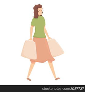 Weekend shopping icon cartoon vector. Housewife mom. Busy people. Weekend shopping icon cartoon vector. Housewife mom