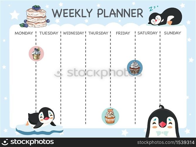 Weekly and daily planner set. Vector design. . Weekly and daily planner set.