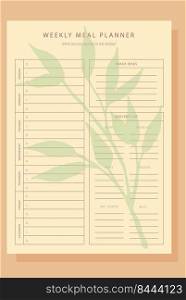 Weekly Menu Meal planner with breakfast, lunch, and dinner form schedule and shopping grocery list printable planner