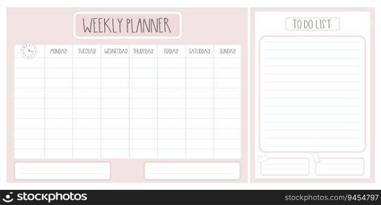 Weekly planner and to do list.Background template for print or web,vector illustration