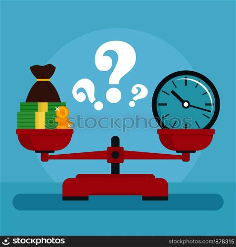 Weigh scales concept background. Flat illustration of weigh scales vector concept background for web design. Weigh scales concept background, flat style