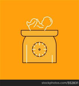 weight, baby, New born, scales, kid Flat Line Filled Icon. Beautiful Logo button over yellow background for UI and UX, website or mobile application. Vector EPS10 Abstract Template background