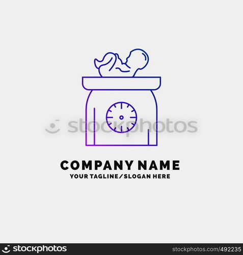 weight, baby, New born, scales, kid Purple Business Logo Template. Place for Tagline. Vector EPS10 Abstract Template background